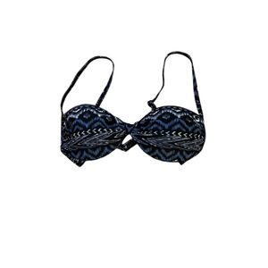 NWT RIPZONE Blue Patterned Adjustable Strap Bikini Top XS/B Cup